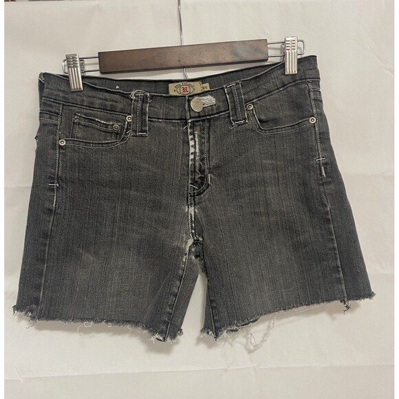 Rock & Republic Jean Shorts Juniors 9/10 Black Distressed Mid Rise 5” - Picture 1 of 11